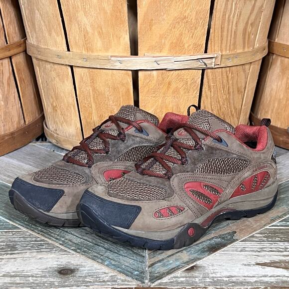 Merrell Azura Waterproof Dark Earth Brown Red Leather Hiking Shoes Womens Size 7 - Picture 3 of 11